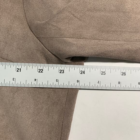 Umgee 1XL Soft Suede Moto Jacket in Mocha Asymmetrical Zip Fitted Draped Collar - Picture 6 of 9